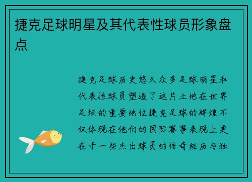 捷克足球明星及其代表性球员形象盘点